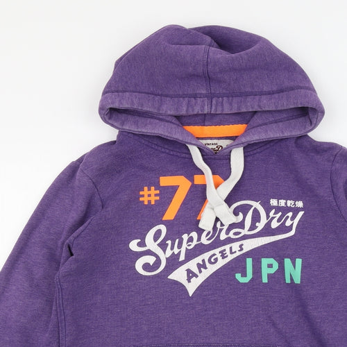 Superdry Womens Purple Cotton Pullover Hoodie Size M Pullover