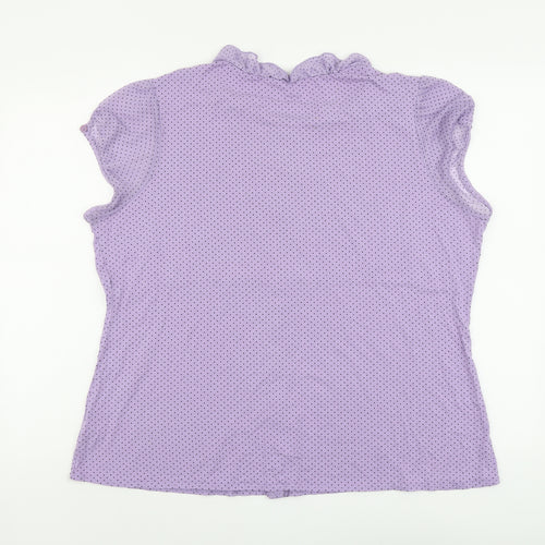 Debenhams Womens Purple Polka Dot Viscose Basic Button-Up Size 22 Round Neck