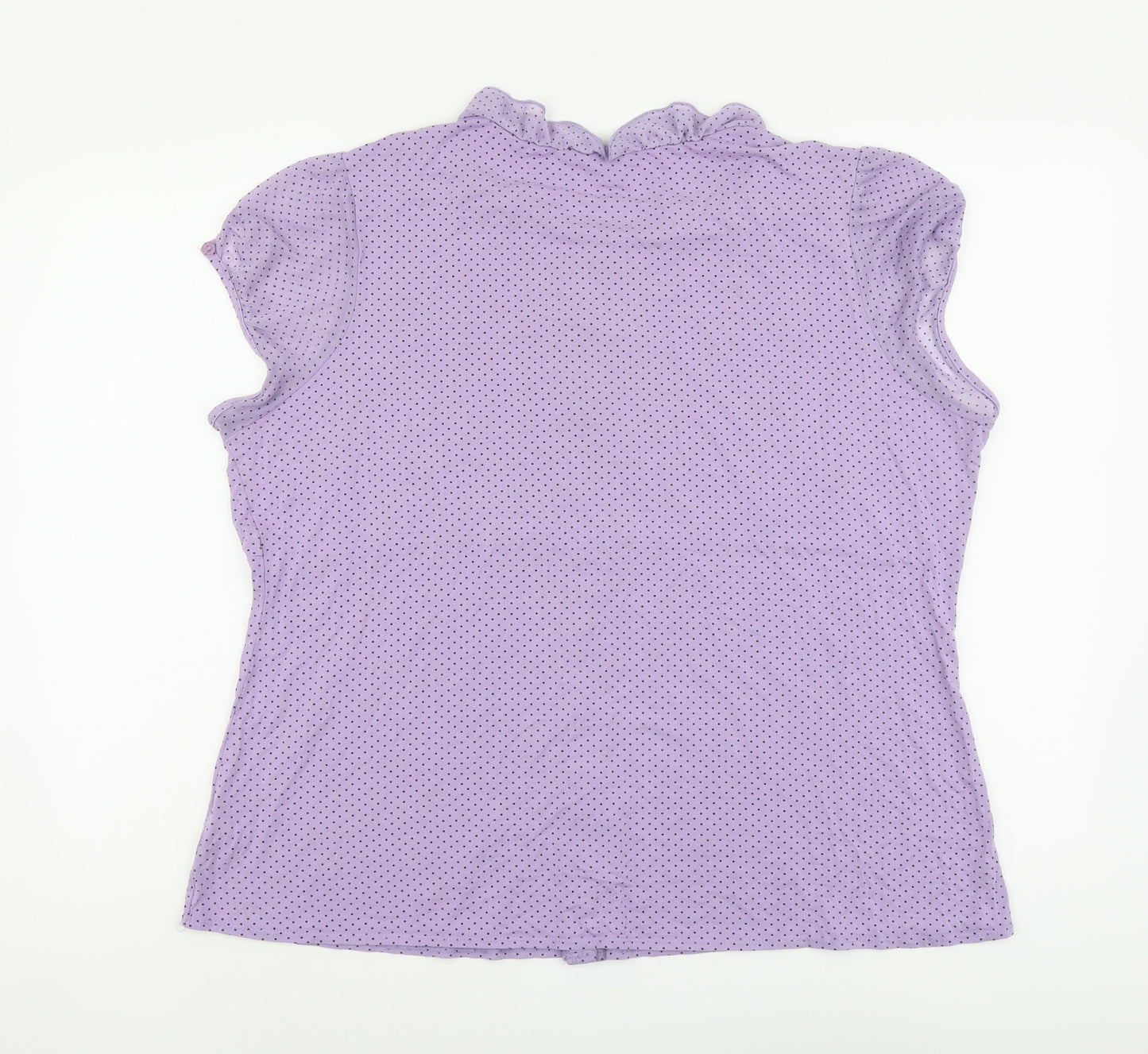 Debenhams Womens Purple Polka Dot Viscose Basic Button-Up Size 22 Round Neck