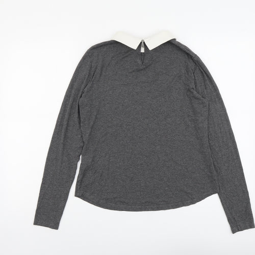 Hobbs Womens Grey Viscose Basic T-Shirt Size M Collared