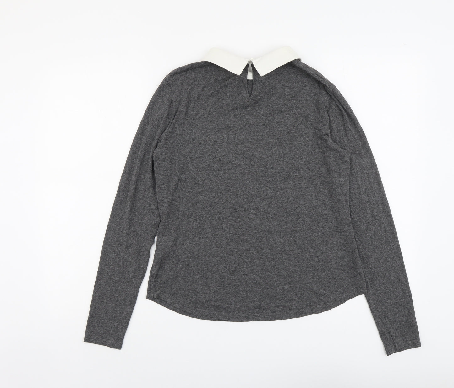 Hobbs Womens Grey Viscose Basic T-Shirt Size M Collared