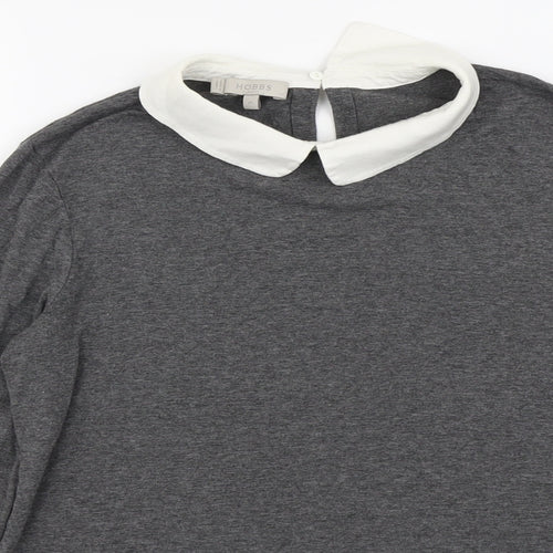 Hobbs Womens Grey Viscose Basic T-Shirt Size M Collared