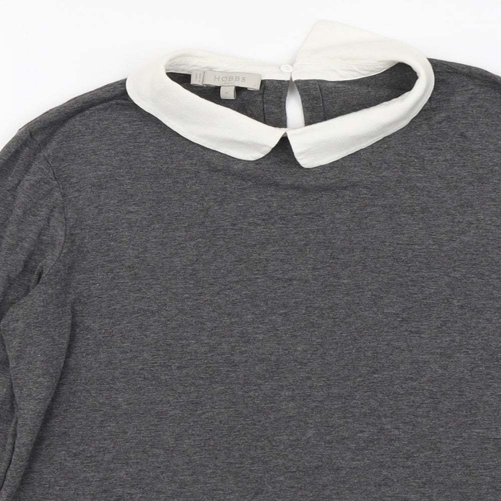 Hobbs Womens Grey Viscose Basic T-Shirt Size M Collared