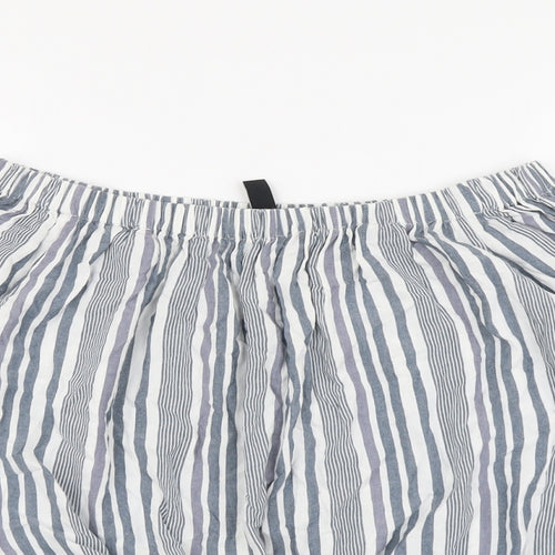 New Look Womens Grey Striped Viscose Basic Blouse Size 14 Off the Shoulder - Knot Front