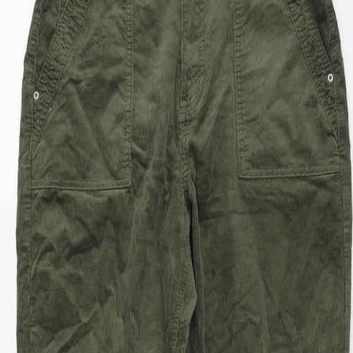 Per Una Womens Green Cotton Trousers Size 14 L26 in Regular Button