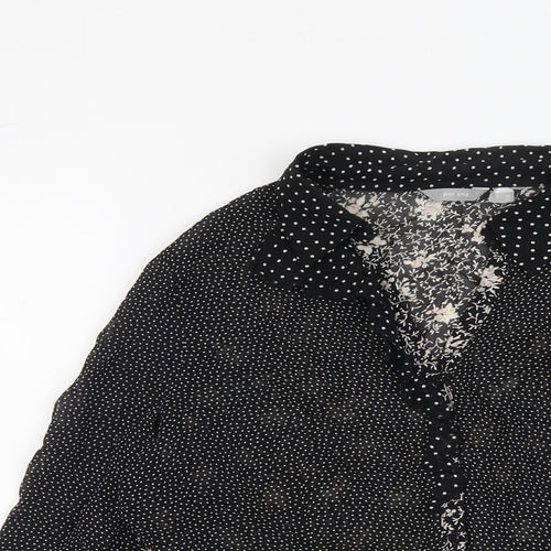 Per Una Womens Black Geometric Polyester Basic Button-Up Size 14 Collared