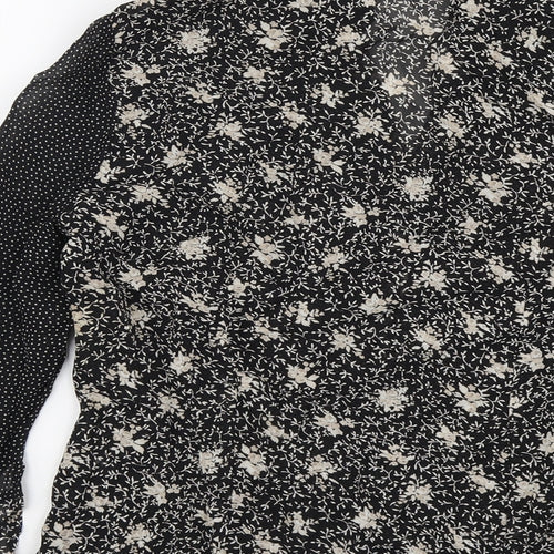 Per Una Womens Black Geometric Polyester Basic Button-Up Size 14 Collared