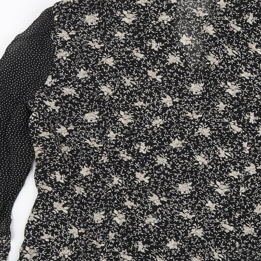 Per Una Womens Black Geometric Polyester Basic Button-Up Size 14 Collared