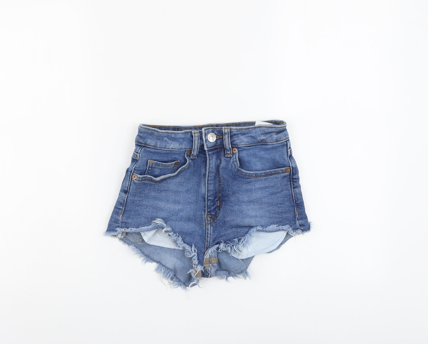 H&M Womens Blue Cotton Cut-Off Shorts Size 4 L3 in Regular Button