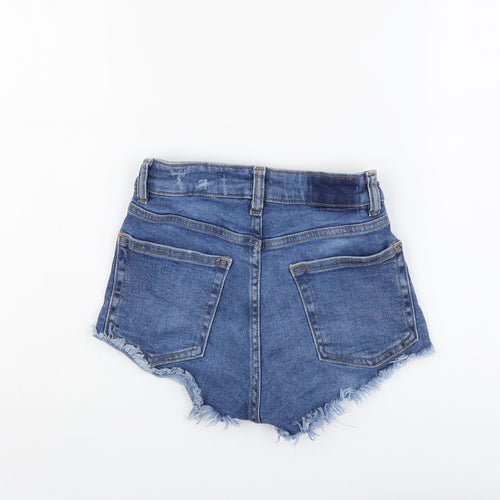 H&M Womens Blue Cotton Cut-Off Shorts Size 4 L3 in Regular Button