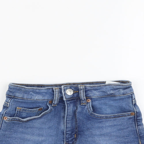 H&M Womens Blue Cotton Cut-Off Shorts Size 4 L3 in Regular Button