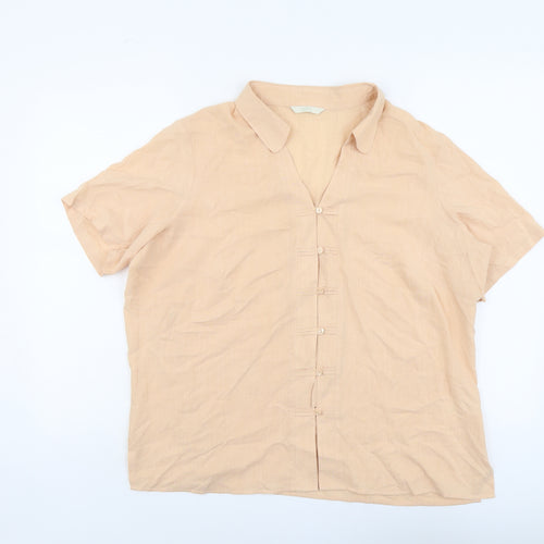 Marks and Spencer Womens Orange Viscose Basic Button-Up Size 18 Collared