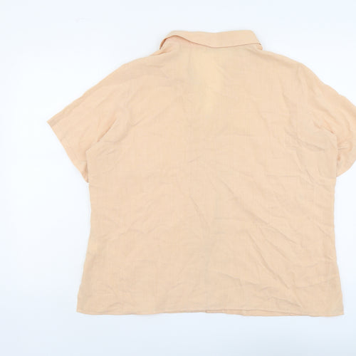 Marks and Spencer Womens Orange Viscose Basic Button-Up Size 18 Collared