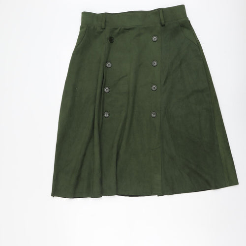 Klass Womens Green Polyester A-Line Skirt Size 14