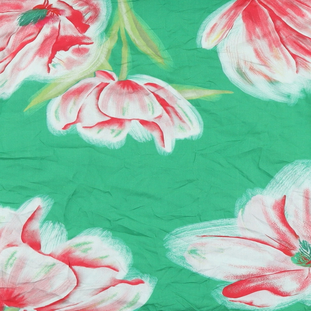 Kaleidoscope Womens Green Floral Viscose Basic Blouse Size 14 V-Neck