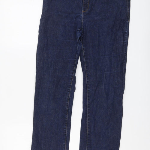 Marks and Spencer Womens Blue Cotton Straight Jeans Size 12 L28 in Regular Button