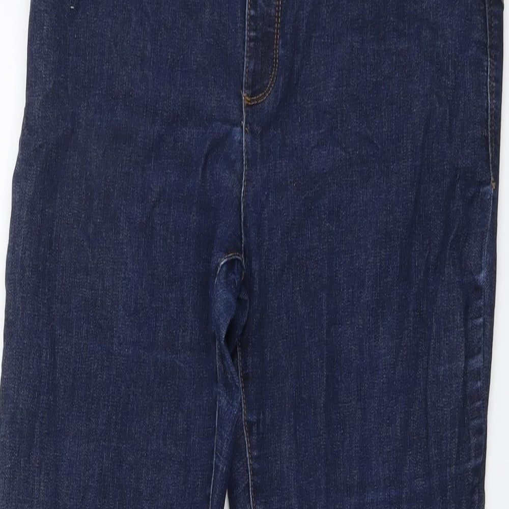 Marks and Spencer Womens Blue Cotton Straight Jeans Size 12 L28 in Regular Button