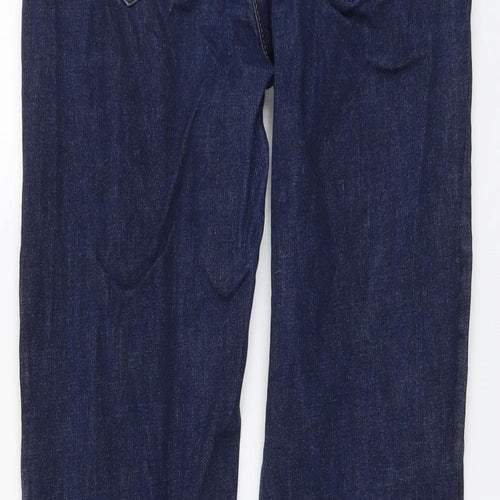 Marks and Spencer Womens Blue Cotton Straight Jeans Size 12 L28 in Regular Button