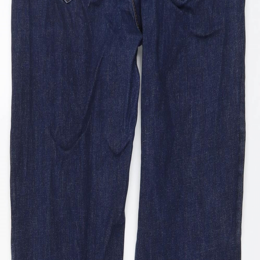 Marks and Spencer Womens Blue Cotton Straight Jeans Size 12 L28 in Regular Button