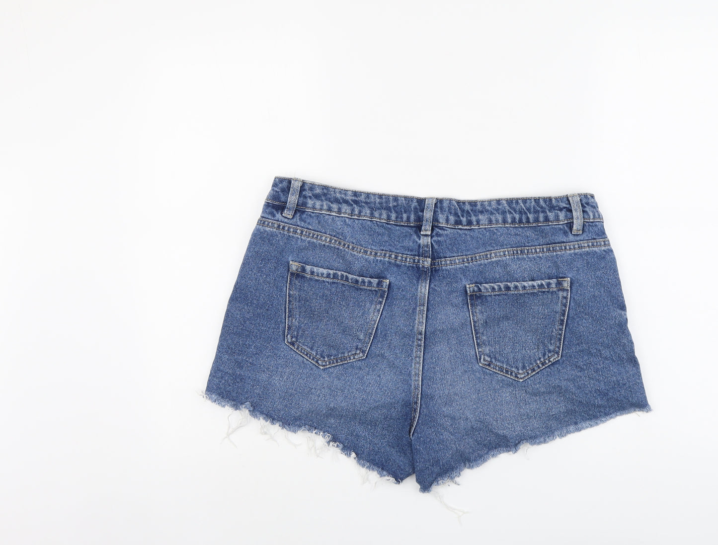 New Look Womens Blue Cotton Cut-Off Shorts Size 14 L3 in Regular Button