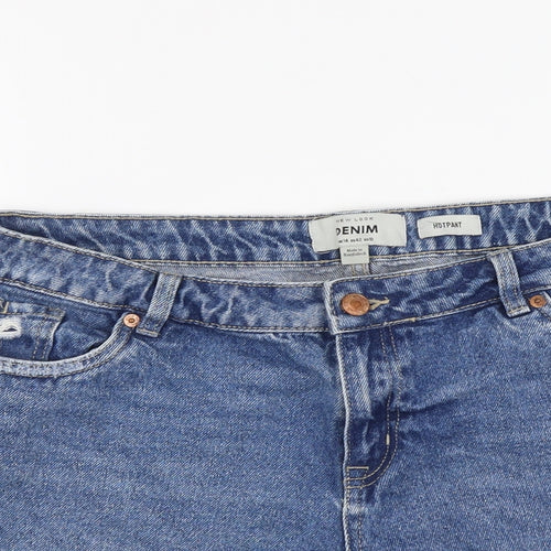 New Look Womens Blue Cotton Cut-Off Shorts Size 14 L3 in Regular Button