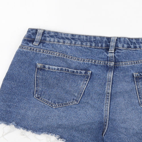 New Look Womens Blue Cotton Cut-Off Shorts Size 14 L3 in Regular Button