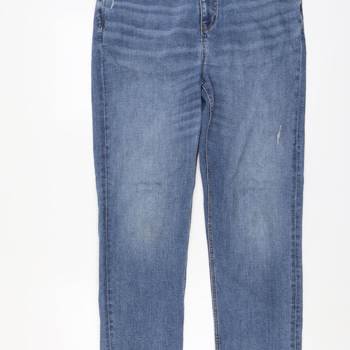 Marks and Spencer Womens Blue Cotton Straight Jeans Size 16 L29 in Regular Button