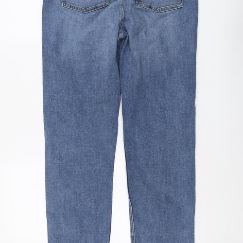 Marks and Spencer Womens Blue Cotton Straight Jeans Size 16 L29 in Regular Button