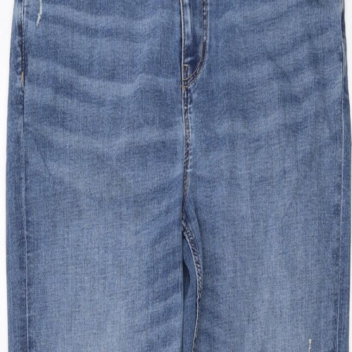 Marks and Spencer Womens Blue Cotton Straight Jeans Size 16 L29 in Regular Button