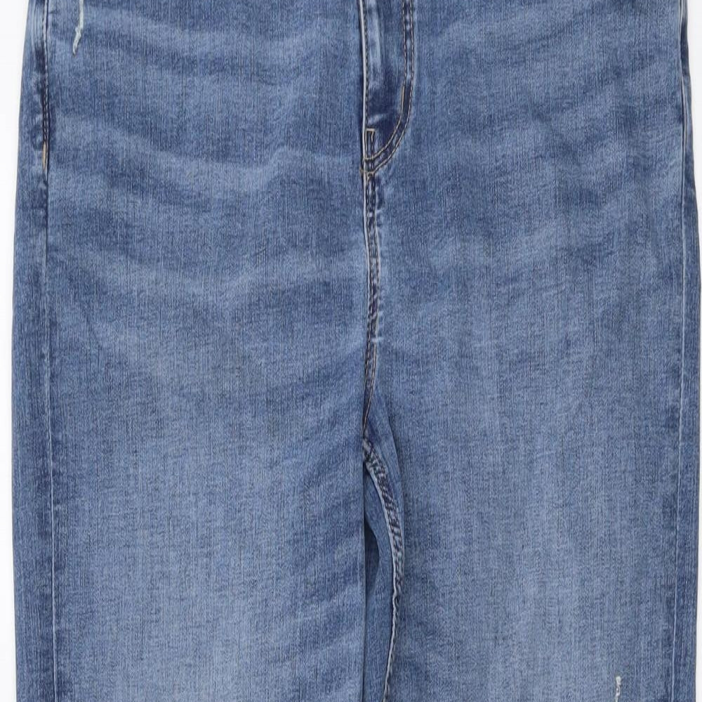 Marks and Spencer Womens Blue Cotton Straight Jeans Size 16 L29 in Regular Button