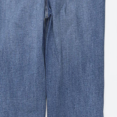 Marks and Spencer Womens Blue Cotton Straight Jeans Size 16 L29 in Regular Button