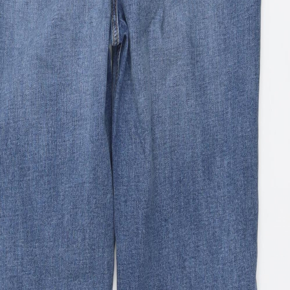 Marks and Spencer Womens Blue Cotton Straight Jeans Size 16 L29 in Regular Button