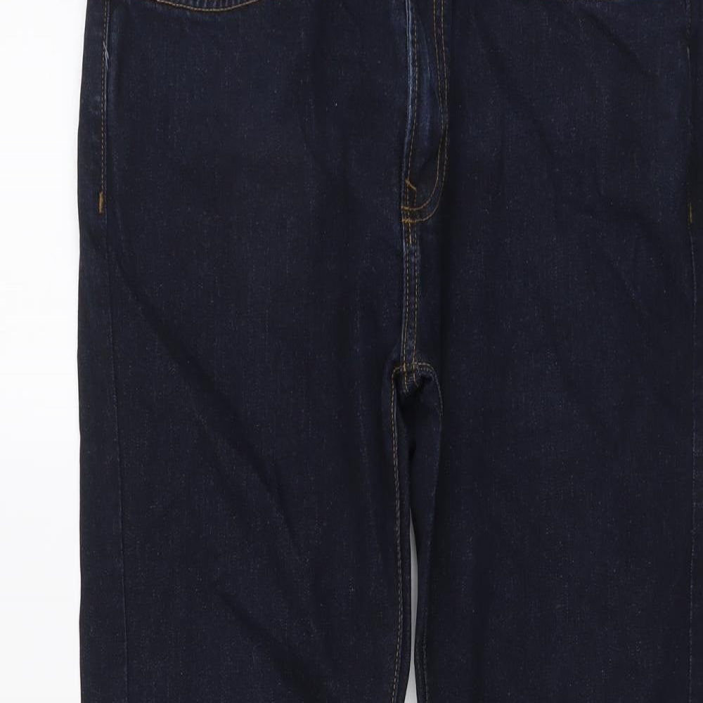 Marks and Spencer Mens Blue Cotton Tapered Jeans Size 34 in L29 in Regular Button