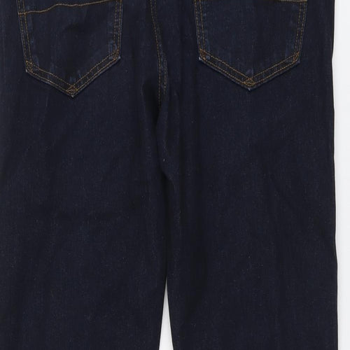 Marks and Spencer Mens Blue Cotton Tapered Jeans Size 34 in L29 in Regular Button