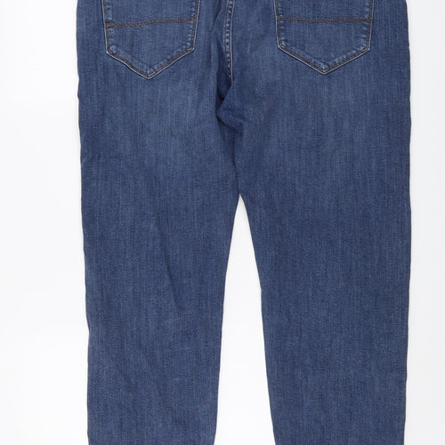 Marks and Spencer Mens Blue Cotton Straight Jeans Size 36 in L29 in Regular Button