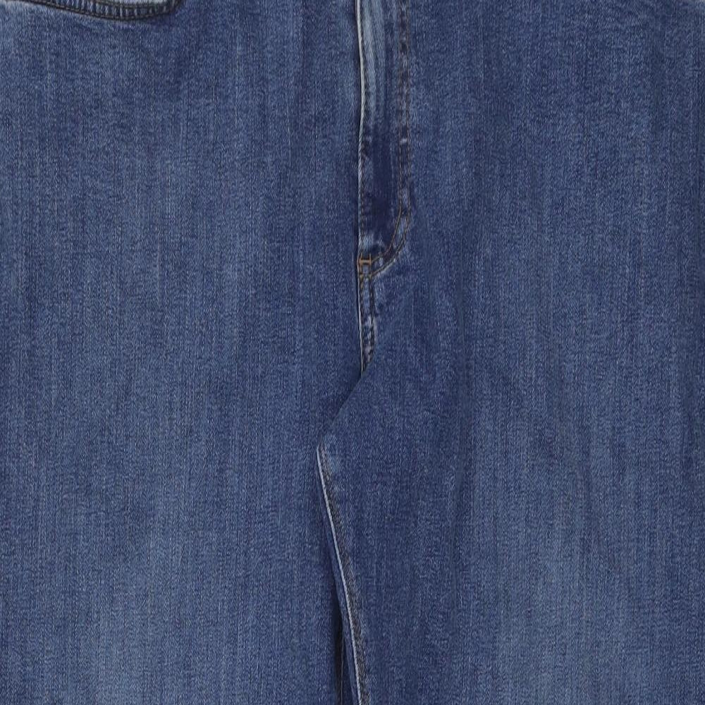 Marks and Spencer Mens Blue Cotton Straight Jeans Size 36 in L29 in Regular Button