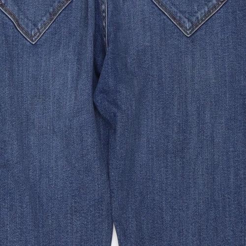 Marks and Spencer Mens Blue Cotton Straight Jeans Size 36 in L29 in Regular Button