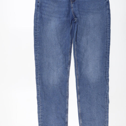 Marks and Spencer Womens Blue Cotton Straight Jeans Size 14 L30 in Regular Button