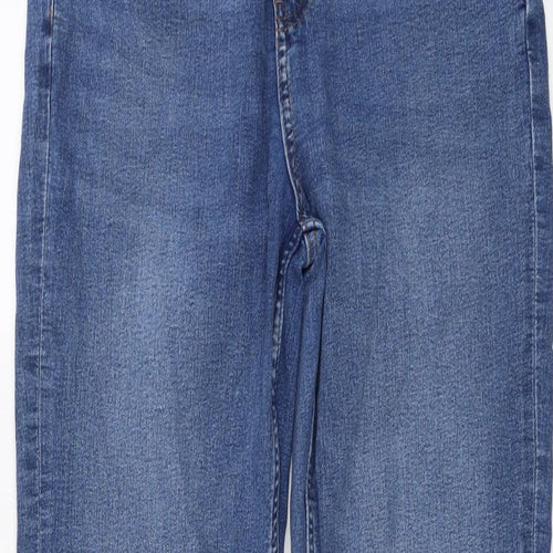 Marks and Spencer Womens Blue Cotton Straight Jeans Size 14 L30 in Regular Button
