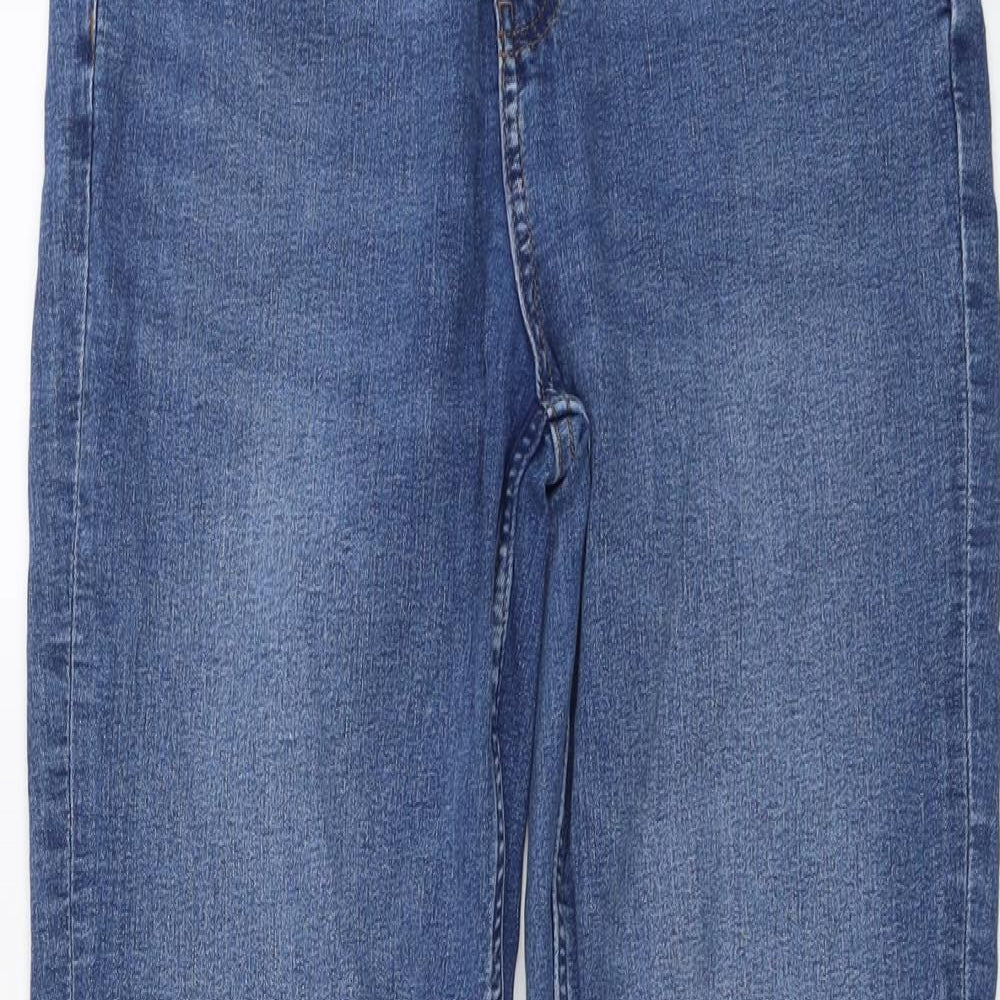 Marks and Spencer Womens Blue Cotton Straight Jeans Size 14 L30 in Regular Button