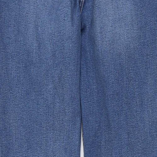 Marks and Spencer Womens Blue Cotton Straight Jeans Size 14 L30 in Regular Button