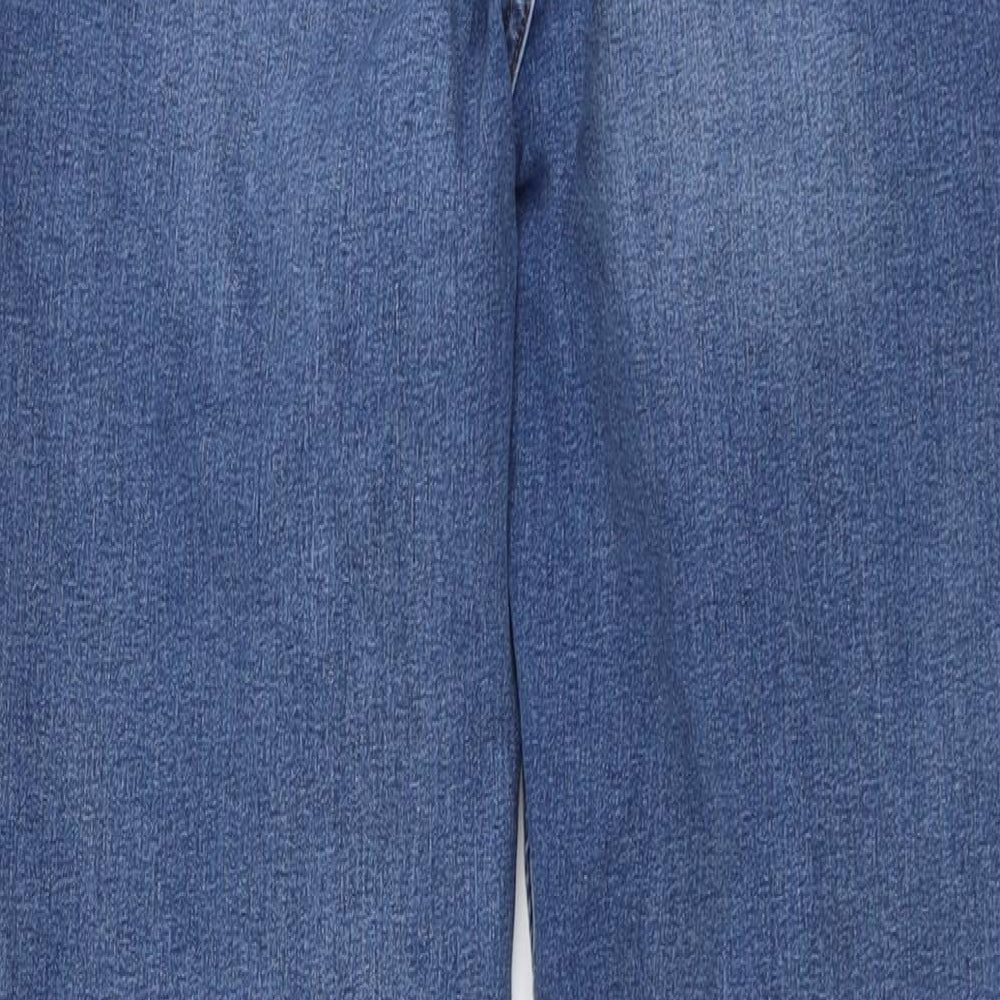 Marks and Spencer Womens Blue Cotton Straight Jeans Size 14 L30 in Regular Button