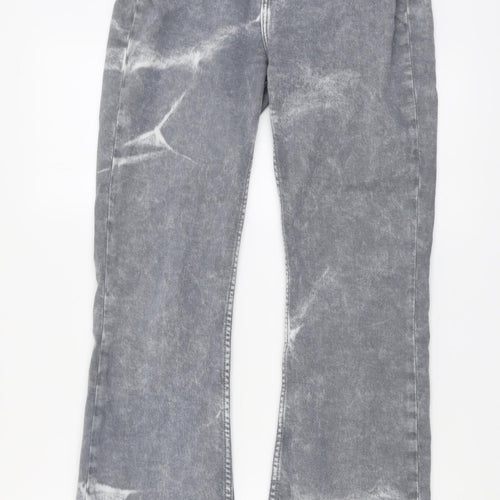 Motel Womens Grey Cotton Straight Jeans Size S L30 in Regular Button - Acid Wash