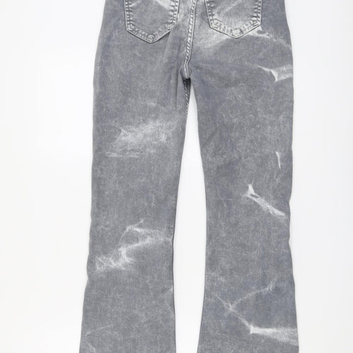Motel Womens Grey Cotton Straight Jeans Size S L30 in Regular Button - Acid Wash