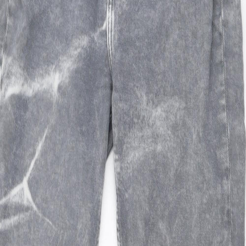 Motel Womens Grey Cotton Straight Jeans Size S L30 in Regular Button - Acid Wash