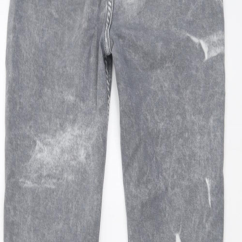 Motel Womens Grey Cotton Straight Jeans Size S L30 in Regular Button - Acid Wash