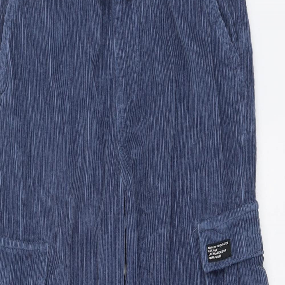 Marks and Spencer Boys Blue Cotton Cargo Trousers Size 12-13 Years Regular Drawstring