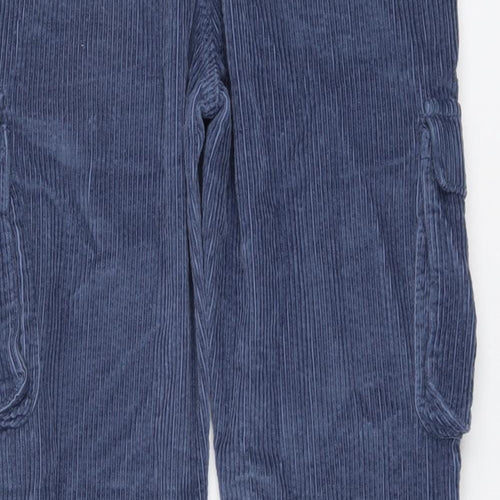 Marks and Spencer Boys Blue Cotton Cargo Trousers Size 12-13 Years Regular Drawstring
