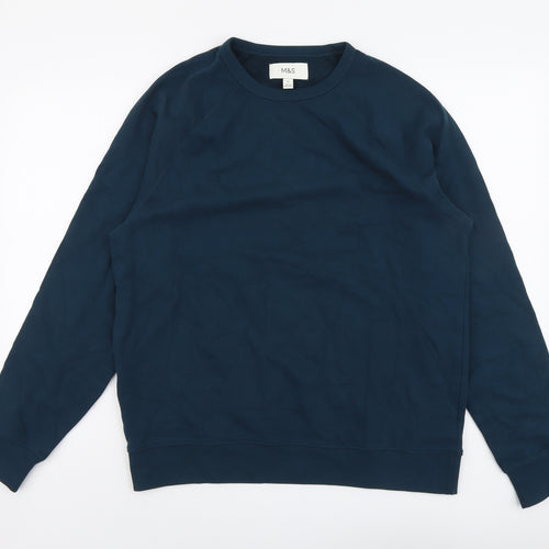Marks and Spencer Mens Blue Cotton Pullover Sweatshirt Size M