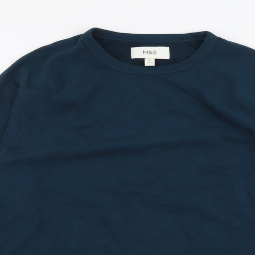 Marks and Spencer Mens Blue Cotton Pullover Sweatshirt Size M